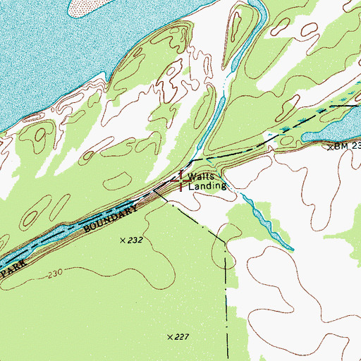 Topographic Map of Walts Landing, TN