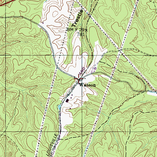 Topographic Map of Watson, TN