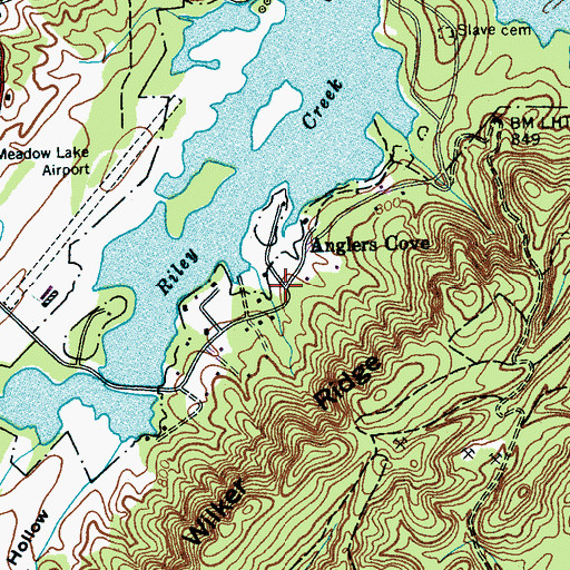 Topographic Map of Anglers Cove, TN