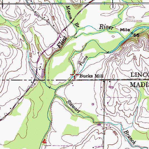 Topographic Map of Bucks Mill, TN