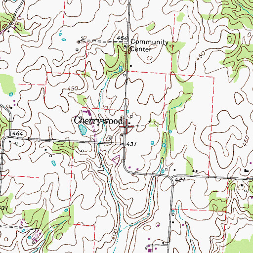 Topographic Map of Cherrywood, TN