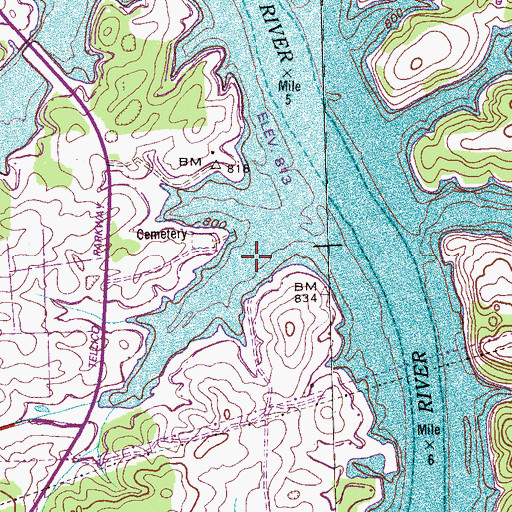 Topographic Map of Davis, TN