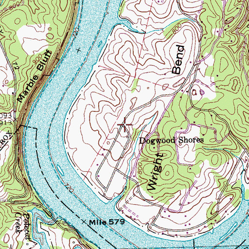 Topographic Map of Dogwood Shores, TN
