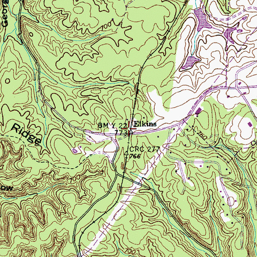 Topographic Map of Elkins, TN