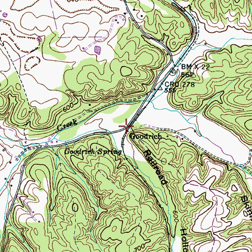 Topographic Map of Goodrich, TN