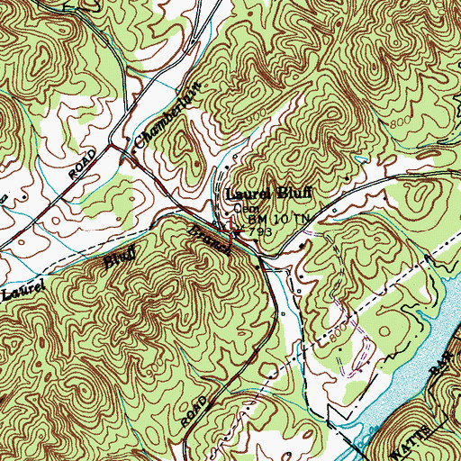 Topographic Map of Laurel Bluff, TN