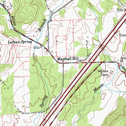 Topographic Map of Marshall Hill, TN