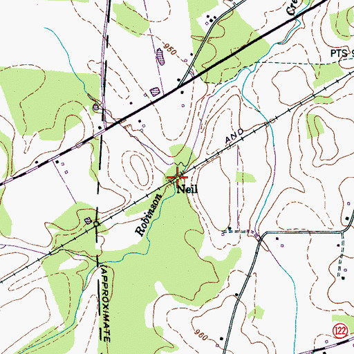 Topographic Map of Neil, TN