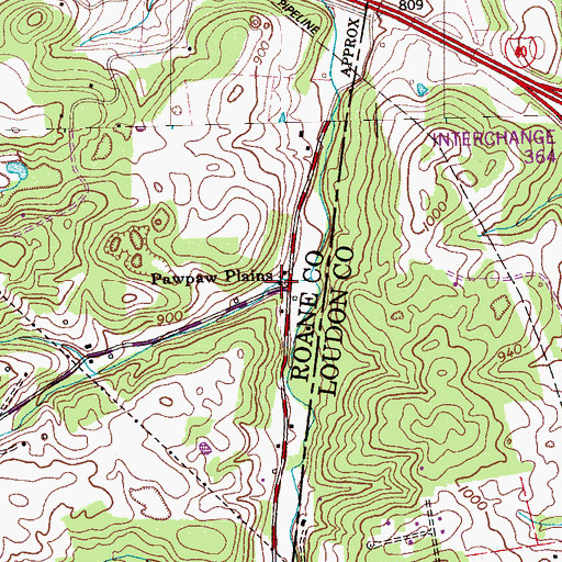 Topographic Map of Pawpaw Plains, TN