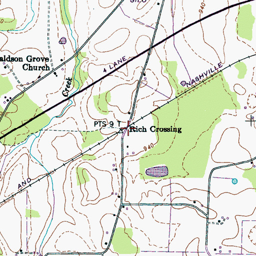 Topographic Map of Rich Crossing, TN