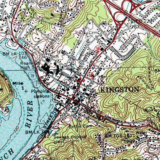 Topographic Map of Kingston Church of Christ, TN