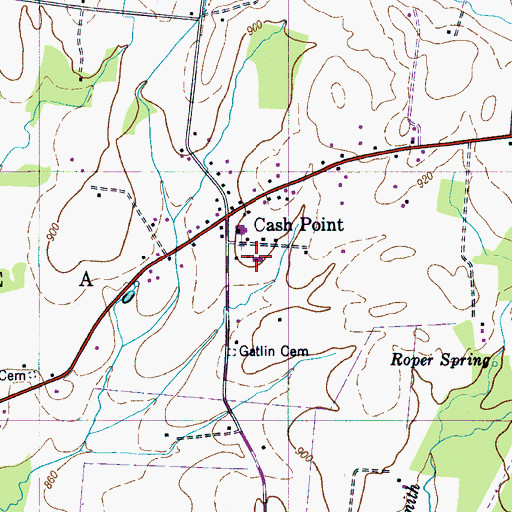 Topographic Map of Cash Point School (historical), TN