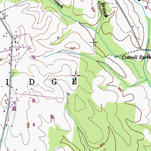 Topographic Map of Three Oaks (historical), TN