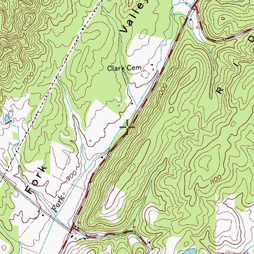 Topographic Map of Dry Fork School (historical), TN