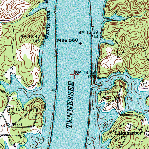 Topographic Map of Ellis Ferry (historical), TN