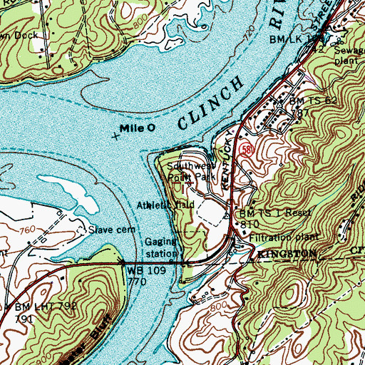Topographic Map of Fort Southwest Point (historical), TN