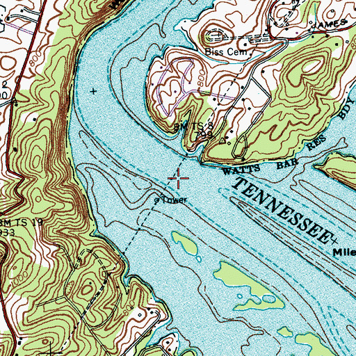 Topographic Map of James Ferry (historical), TN