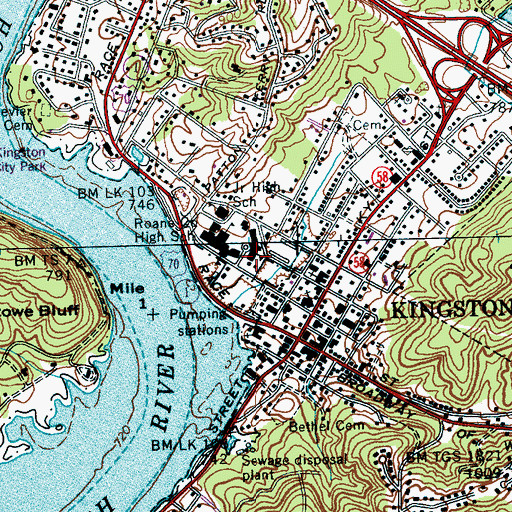 Topographic Map of Kingston Elementary School, TN