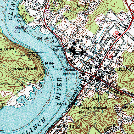 Topographic Map of Kingston Waterfront Park, TN