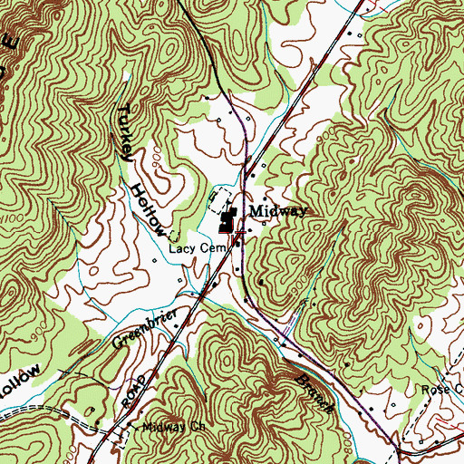 Topographic Map of Midway Elementary School, TN