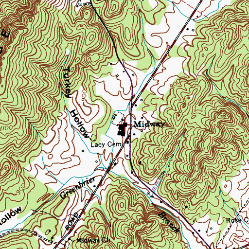Topographic Map of Midway High School, TN