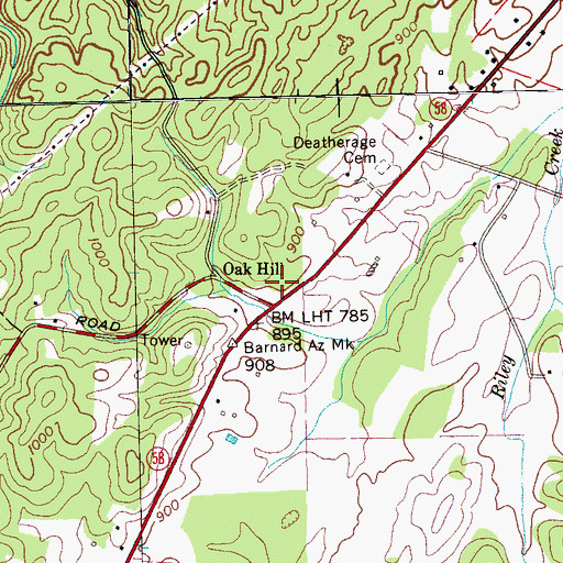 Topographic Map of Oak Hill School (historical), TN