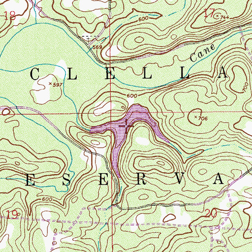 Topographic Map of Lake Contreras, AL