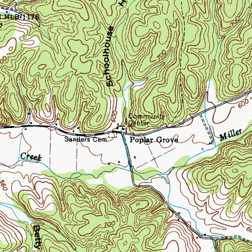 Topographic Map of Poplar Grove School (historical), TN