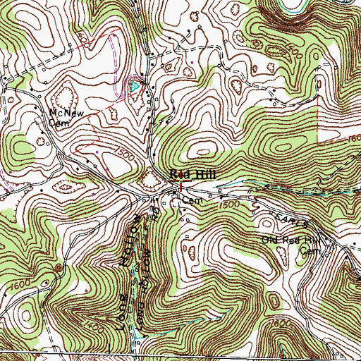 Topographic Map of Red Hill Number Two School (historical), TN