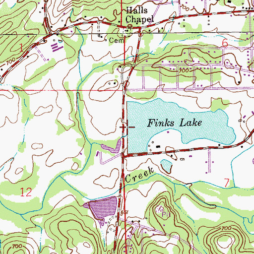 Topographic Map of Finks Dam, AL