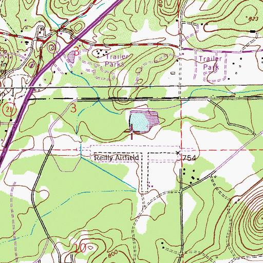 Topographic Map of Reilly Lake Dam, AL