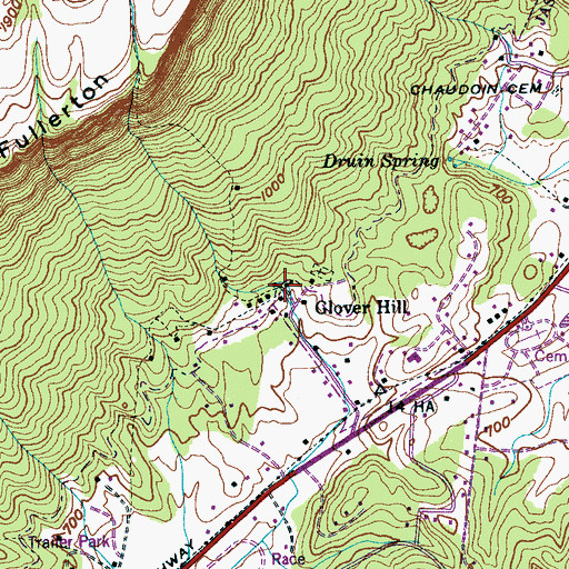 Topographic Map of Glover Hill Church of God, TN