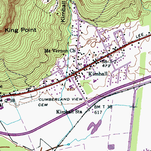 Topographic Map of Kimball Church of Christ, TN