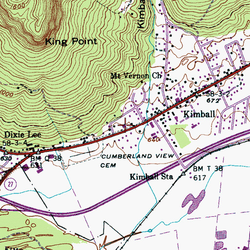 Topographic Map of Kimball School (historical), TN