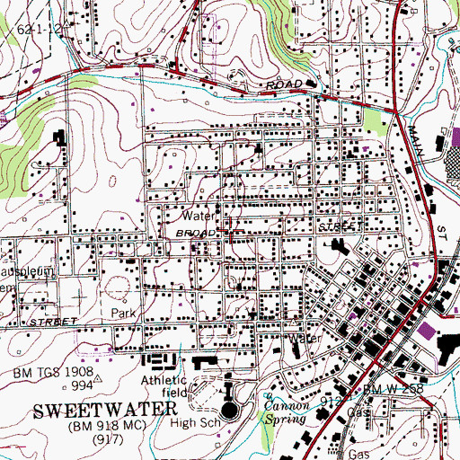Topographic Map of Burls Chapel Freewill Baptist Church, TN
