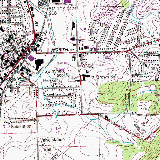 Topographic Map of First Assembly of God Church, TN