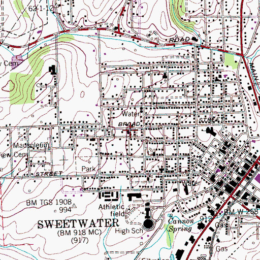 Topographic Map of First United Church of Christ, TN
