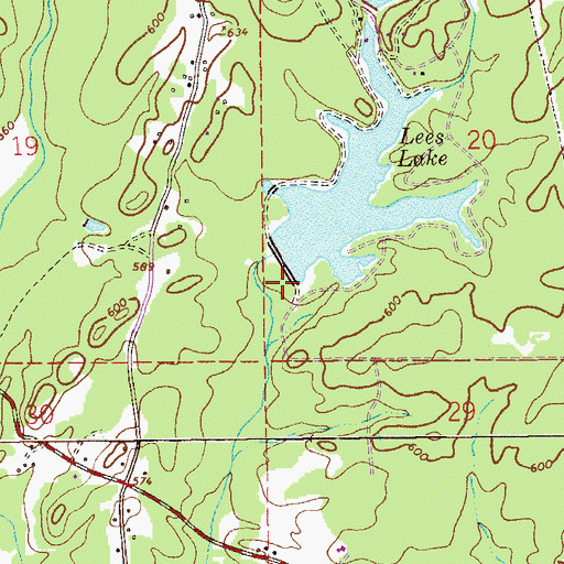 Topographic Map of Lee Dam, AL