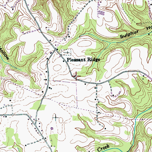 Topographic Map of Pleasant Ridge Baptist Church, TN