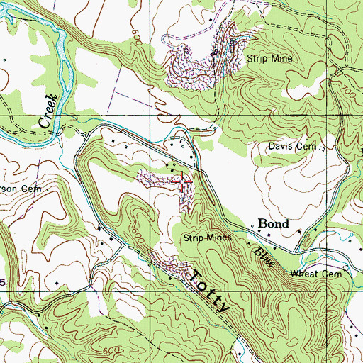 Topographic Map of Blue Buck Creek Mines, TN