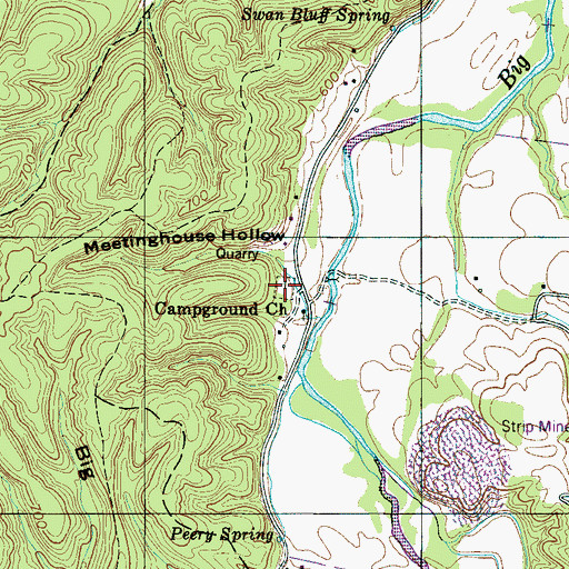 Topographic Map of Campground Cemetery, TN