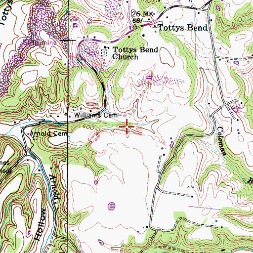 Topographic Map of Coleman Branch Mine, TN