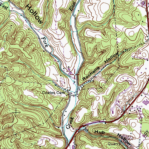Topographic Map of Defeated Creek School (historical), TN