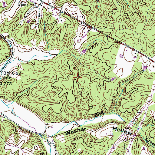 Topographic Map of Easley Mines, TN