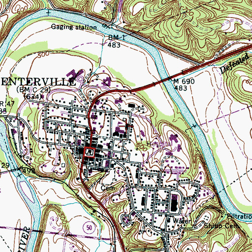 Topographic Map of Hickman County Middle School, TN