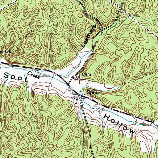 Topographic Map of Spot Cemetery, TN