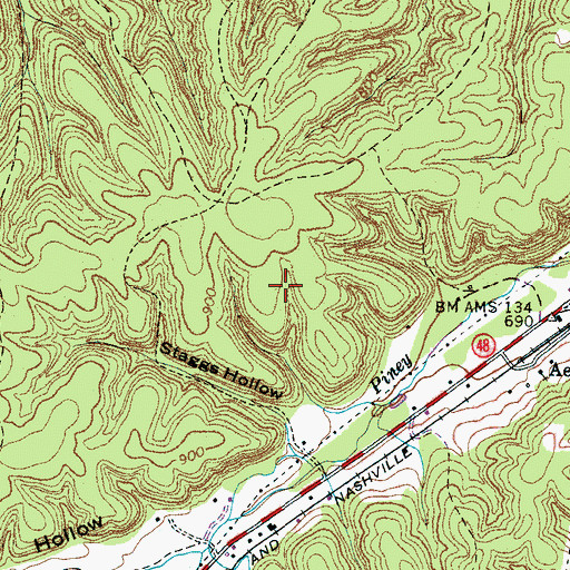 Topographic Map of Washer Hollow Tunnel Mine, TN
