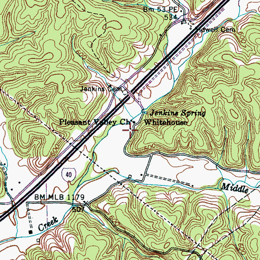 Topographic Map of Whitehouse School (historical), TN