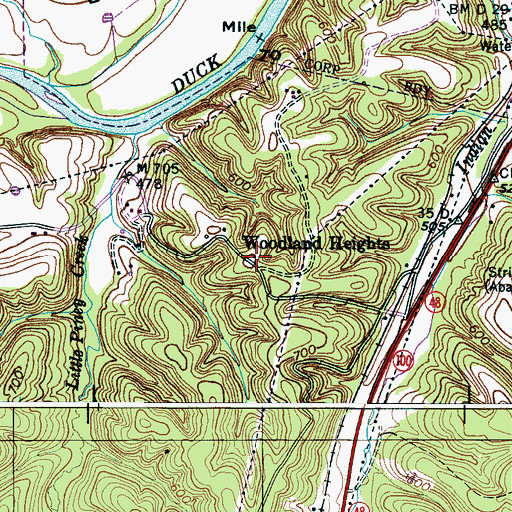 Topographic Map of Woodland Heights School (historical), TN