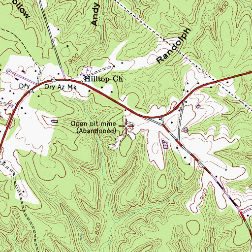 Topographic Map of Worley Mine, TN